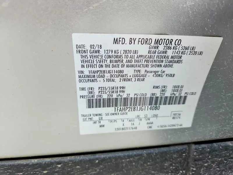 2018 FORD TAURUS SEL  