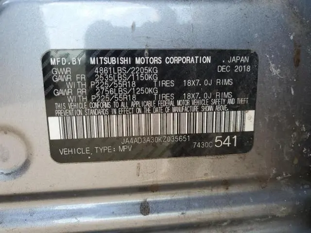 2019 MITSUBISHI OUTLANDER SE  