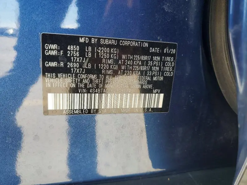 2020 SUBARU OUTBACK   
