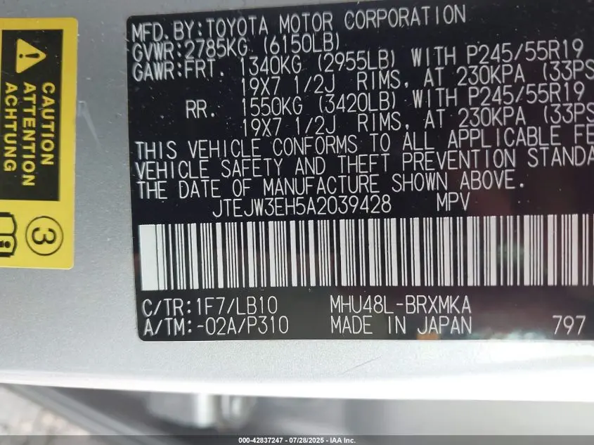 2010 TOYOTA HIGHLANDER HYBRID LIMITED V6