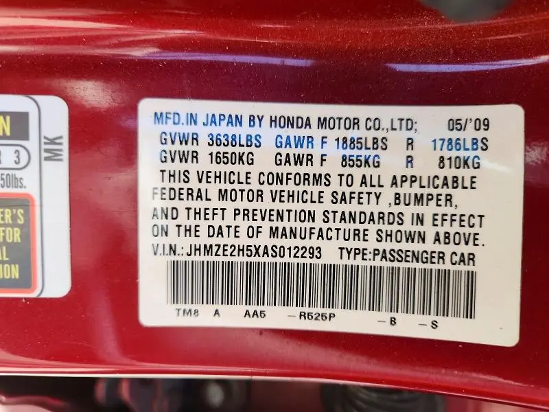 2010 HONDA INSIGHT LX  