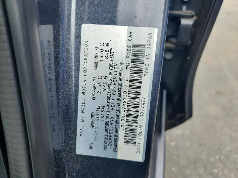 2016 MAZDA 3 TOURING  