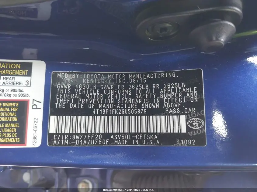 2016 TOYOTA CAMRY SE