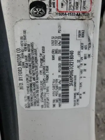2012 FORD FUSION SE  