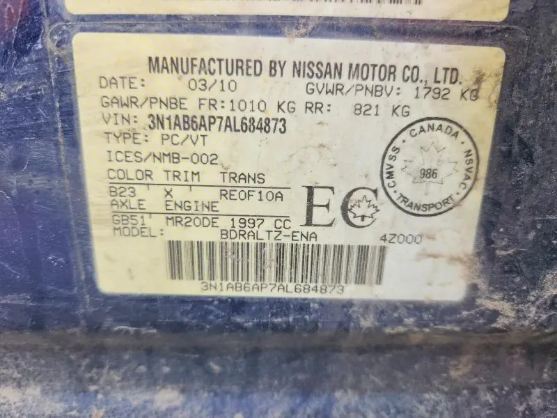 2010 NISSAN SENTRA 2.0  