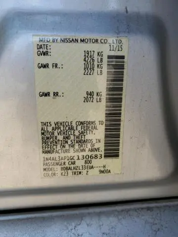 2016 NISSAN ALTIMA 2.5  