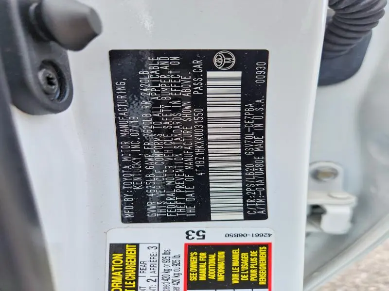 2019 TOYOTA CAMRY XSE V6  