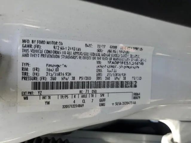 2018 FORD FOCUS SE  