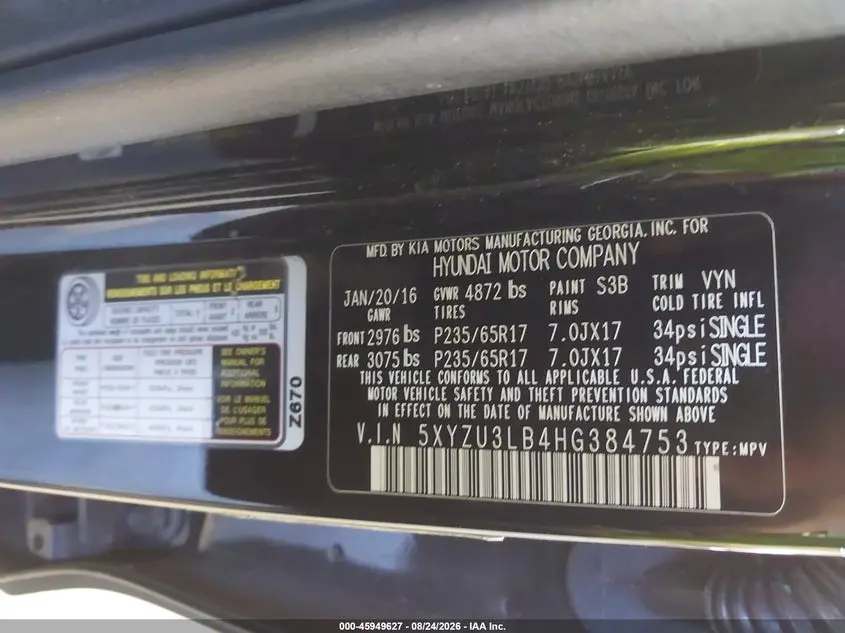 2017 HYUNDAI SANTA FE SPORT 2.4L