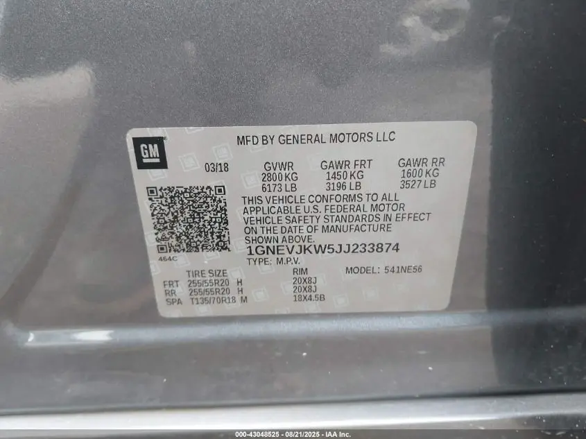 2018 CHEVROLET TRAVERSE PREMIER