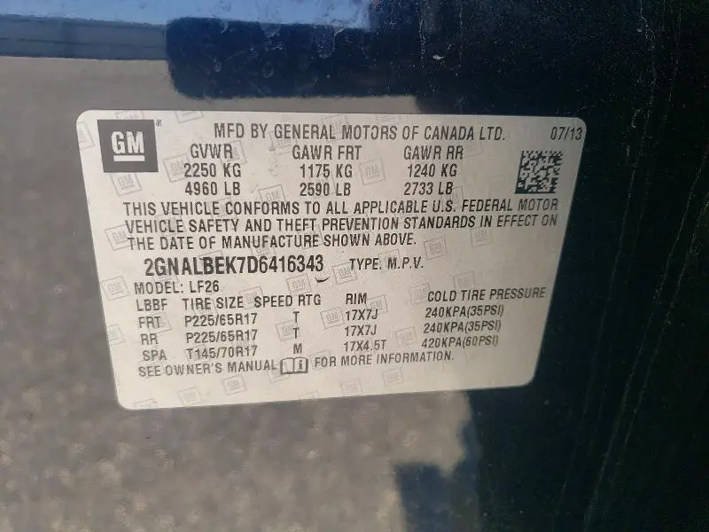 2013 CHEVROLET EQUINOX LS  