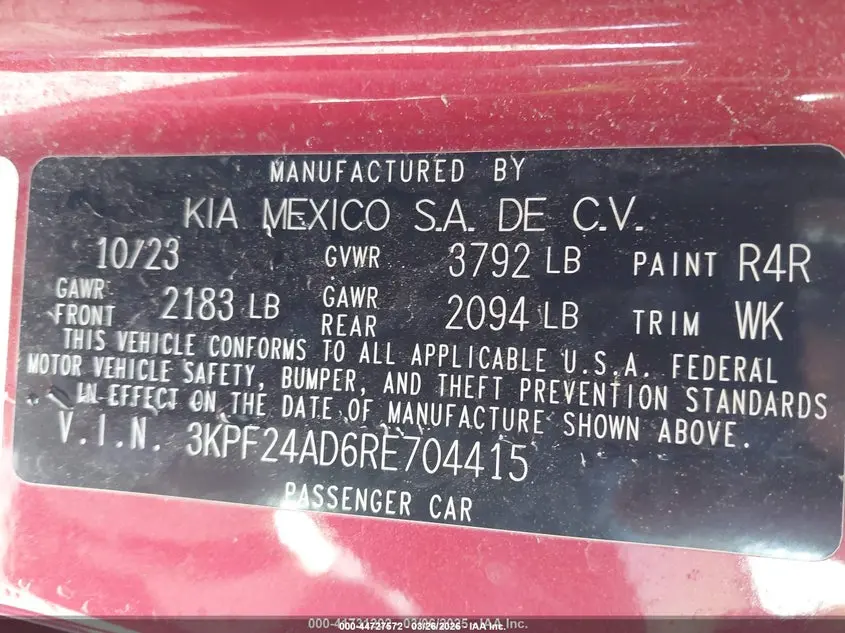 2024 KIA FORTE LXS