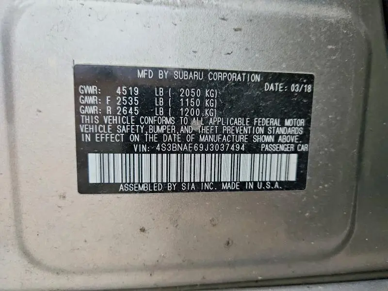 2018 SUBARU LEGACY 2.5I PREMIUM  