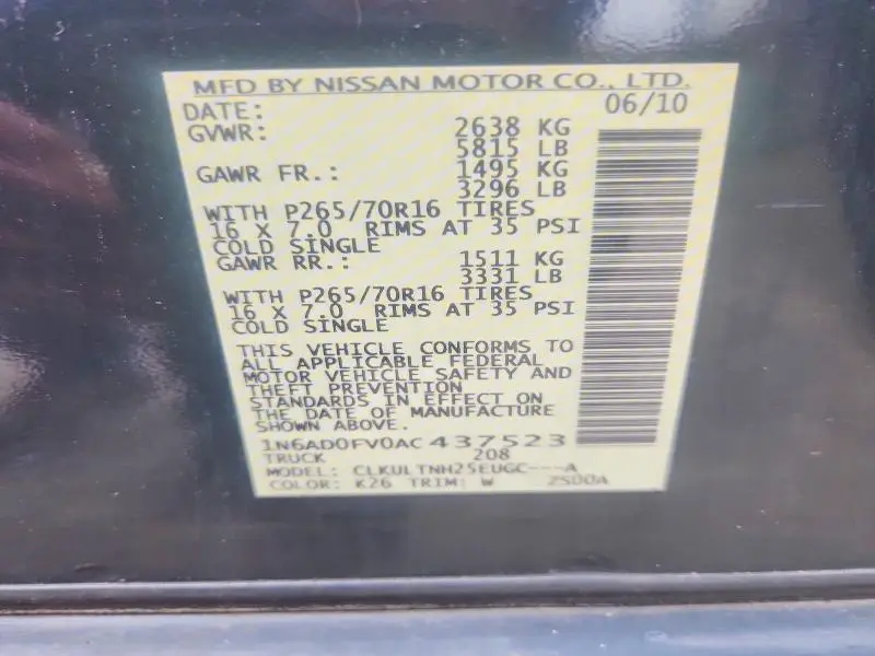 2010 NISSAN FRONTIER CREW CAB XE  