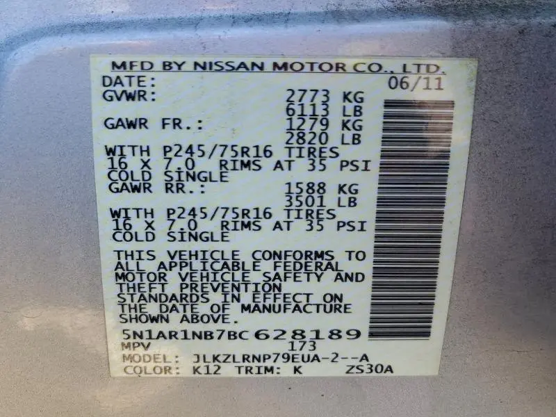 2011 NISSAN PATHFINDER S  