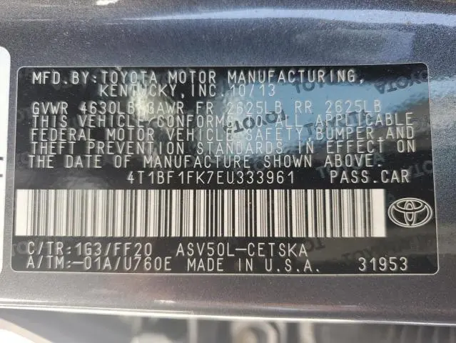 2014 TOYOTA CAMRY L  
