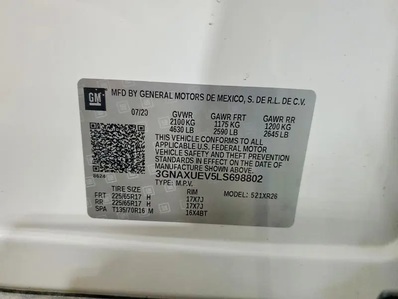 2020 CHEVROLET EQUINOX LT  