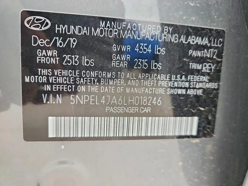 2020 HYUNDAI SONATA SEL  