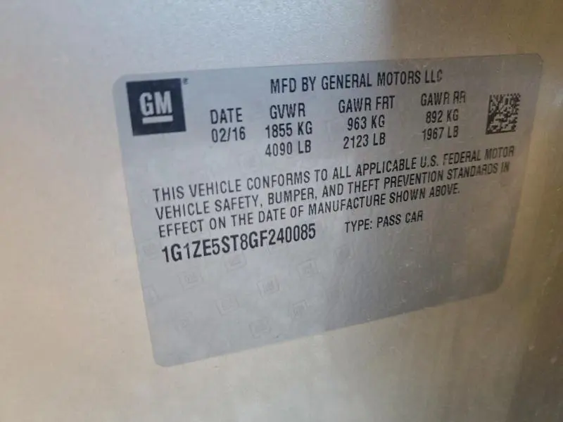 2016 CHEVROLET MALIBU LT  