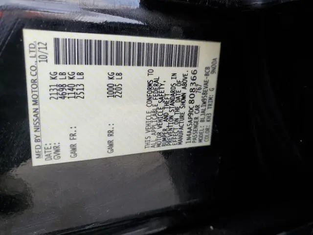 2013 NISSAN MAXIMA S  