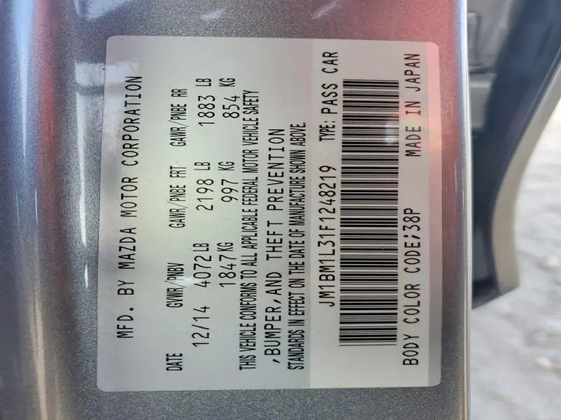 2015 MAZDA 3 TOURING  