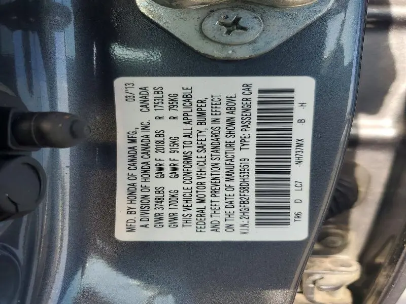 2013 HONDA CIVIC LX  