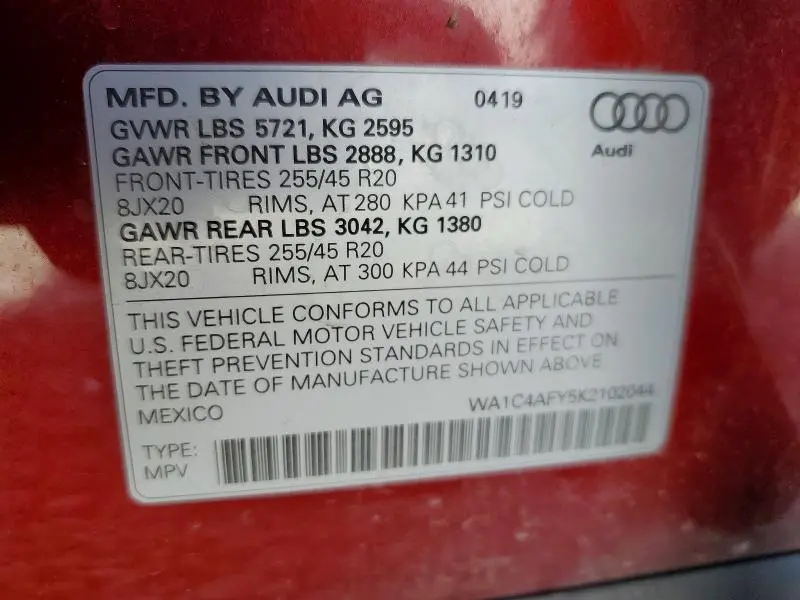 2019 AUDI SQ5 PRESTIGE  