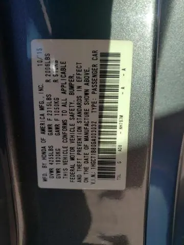 2016 HONDA ACCORD EXL  