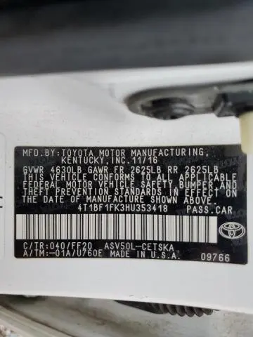 2017 TOYOTA CAMRY LE  