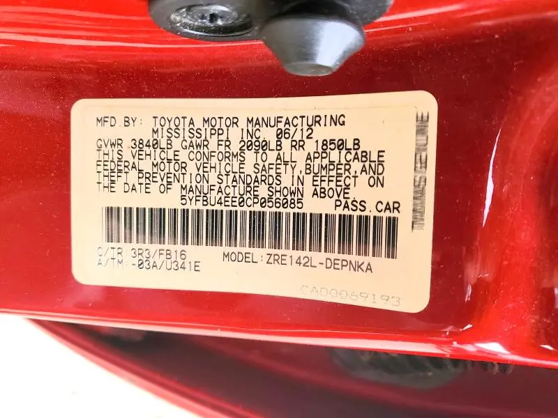 2012 TOYOTA COROLLA LE  