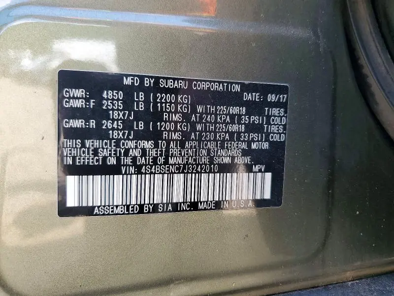 2018 SUBARU OUTBACK 3.6R LIMITED  