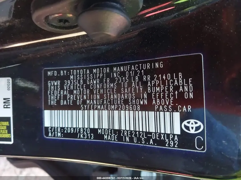 2021 TOYOTA COROLLA LE