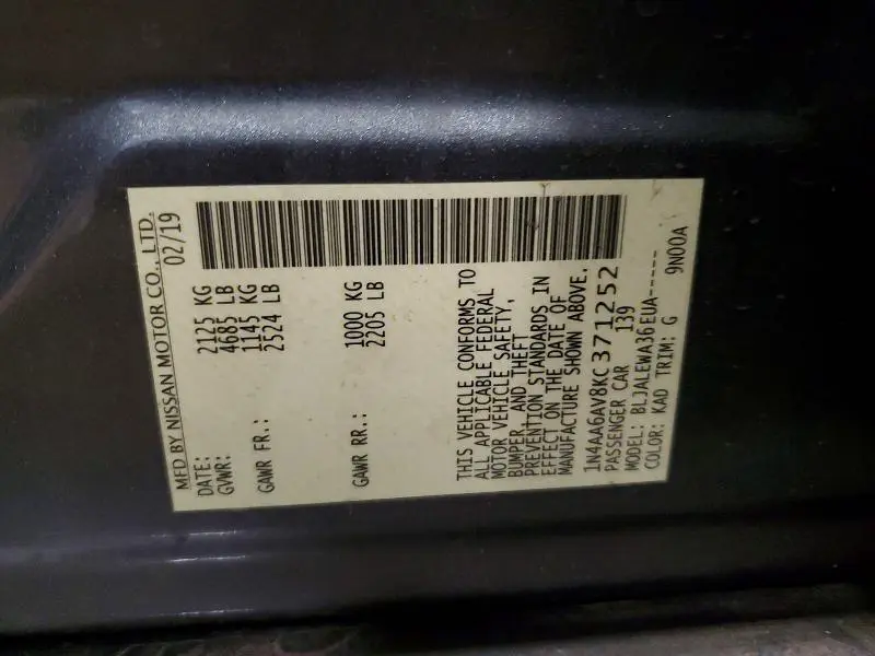 2019 NISSAN MAXIMA 3.5 SL  