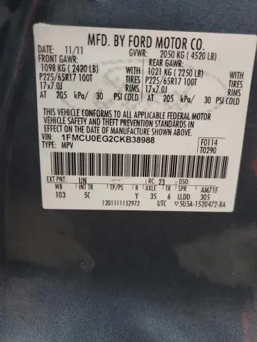 2012 FORD ESCAPE LIMITED  