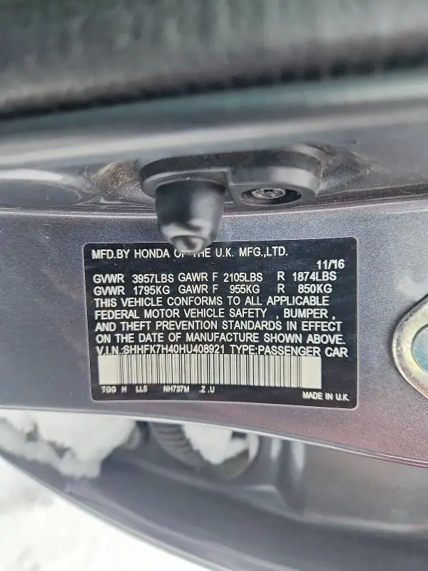 2017 HONDA CIVIC SPORT  