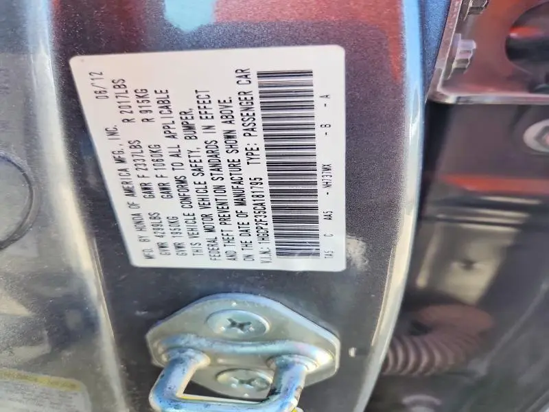2012 HONDA ACCORD LX  
