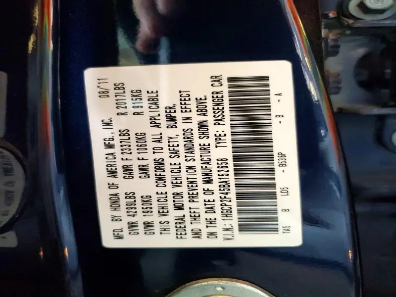 2011 HONDA ACCORD LXP  