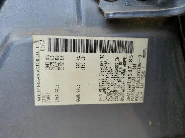 2012 NISSAN ALTIMA BASE