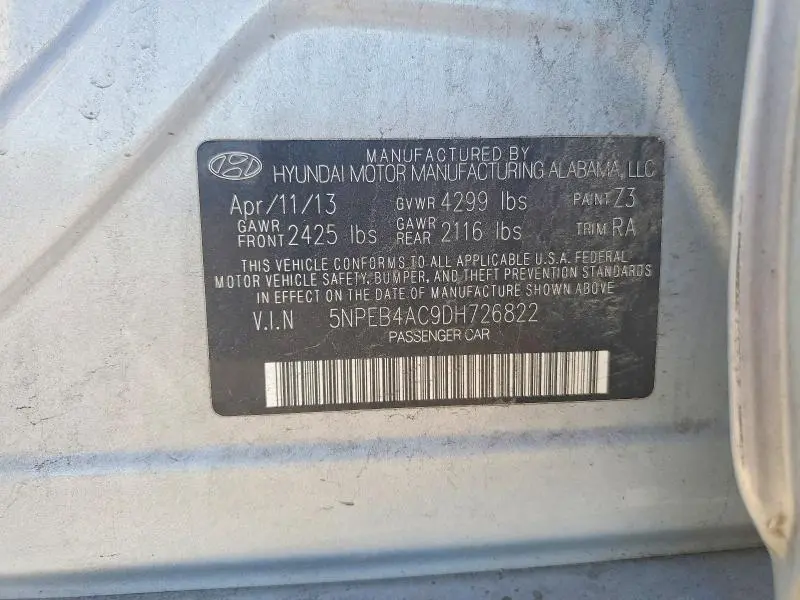 2013 HYUNDAI SONATA GLS  