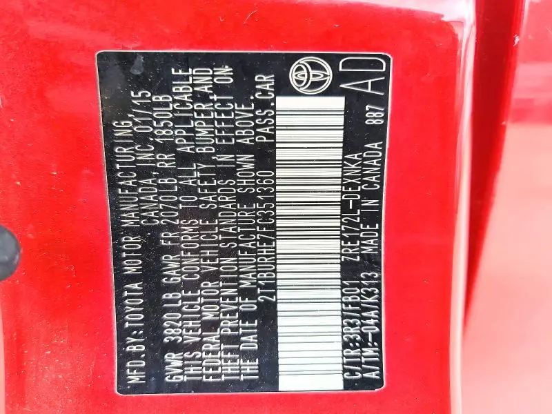 2015 TOYOTA COROLLA L  