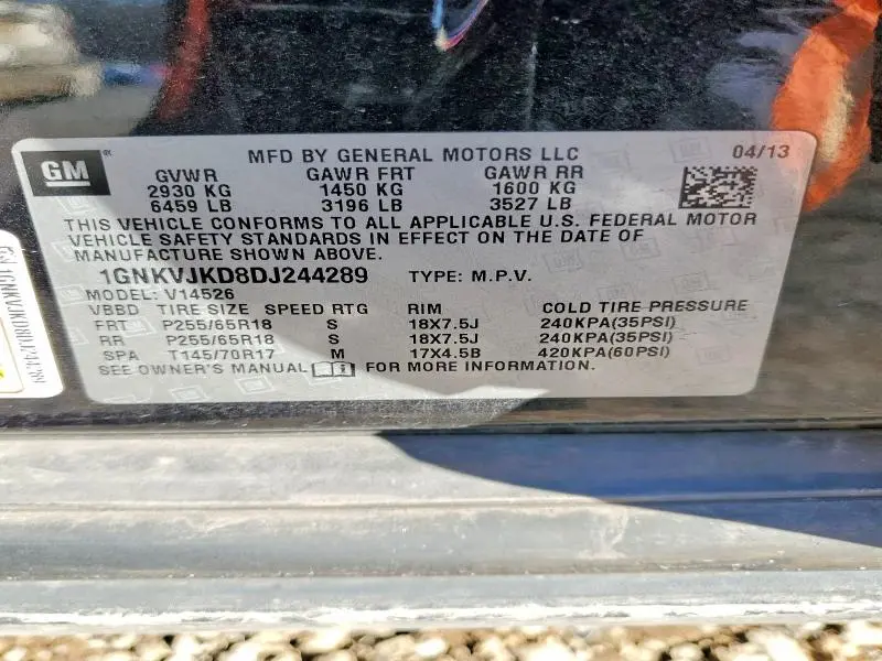 2013 CHEVROLET TRAVERSE LT  