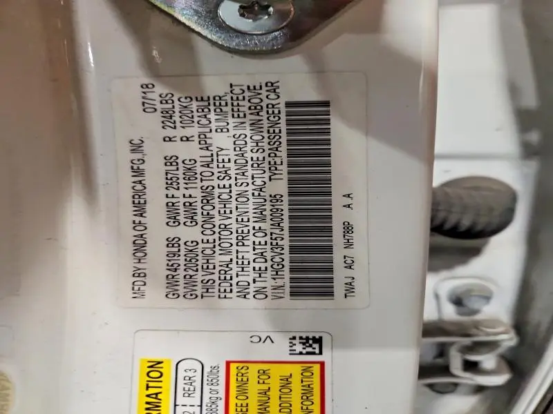 2018 HONDA ACCORD HYBRID EXL  