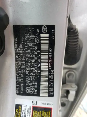 2012 TOYOTA CAMRY BASE