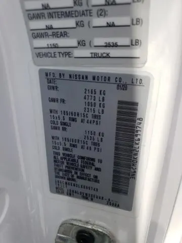 2020 NISSAN NV200 2.5S  