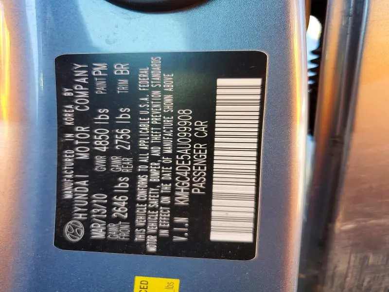 2010 HYUNDAI GENESIS 3.8L V6  