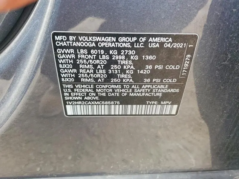 2021 VOLKSWAGEN ATLAS SE  