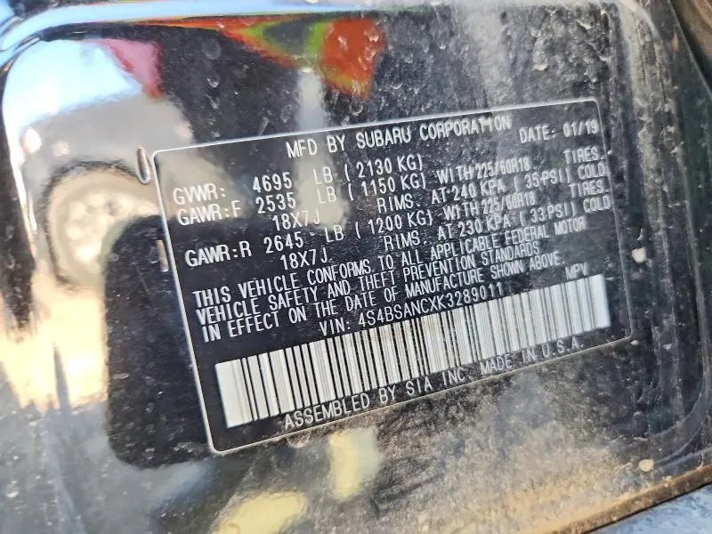 2019 SUBARU OUTBACK 2.5I LIMITED  