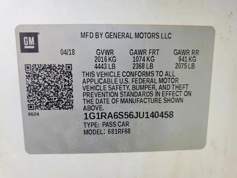 2018 CHEVROLET VOLT LT  