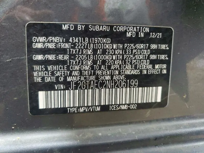2022 SUBARU CROSSTREK PREMIUM  