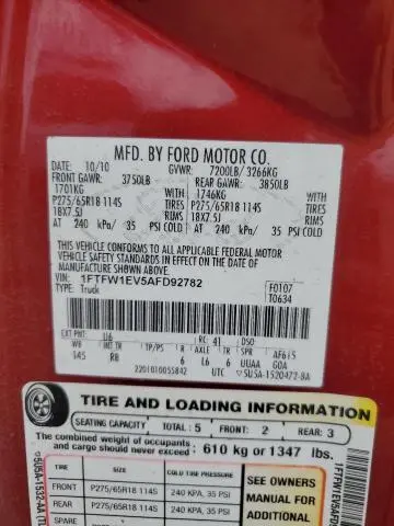 2010 FORD F150 SUPERCREW  